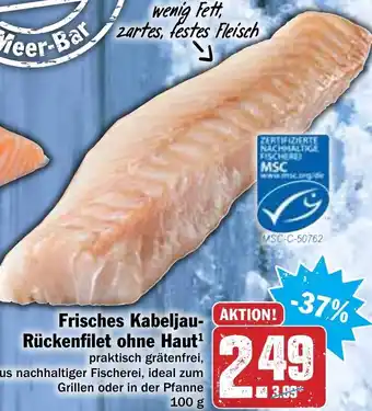 Hit Frisches Kabeljau Rückenfilet ohne Haut 100g Angebot