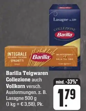 Scheck-in-Center Barilla Teigwaren Collezione Vollkorn 500 g Angebot