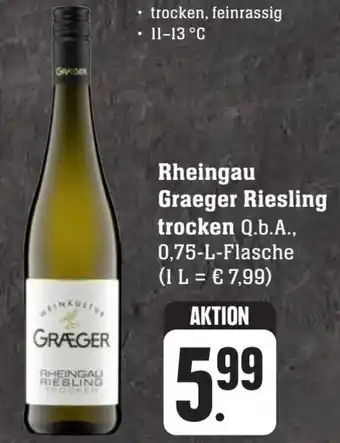 Scheck-in-Center Rheingau Graeger Riesling trocken Q.b.A., 0,75-L-Flasche Angebot