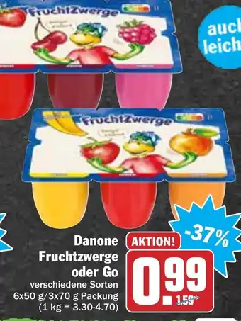 Hit Danone FruchtZwerge oder Go 6x50g/3x70g Angebot