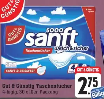 Scheck-in-Center Gut & Günstig Taschentücher 4-lagig, 30 x 10er, Packung Angebot