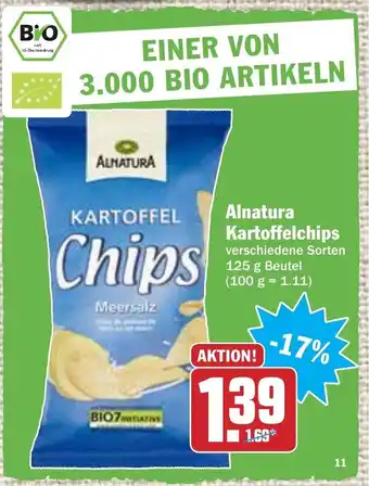 Hit Alnatura Kartoffelchips 125g Beutel Angebot