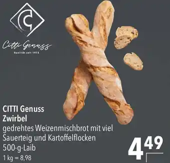 CITTI Markt CITTI Genuss Zwirbel 500 g Laib Angebot