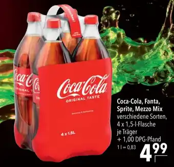 CITTI Markt Coca-Cola, Fanta, Sprite, Mezzo Mix 4 x 1,5-l-Flasche Angebot