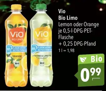 CITTI Markt Vio Bio Limo Lemon oder Orange 0,5-l-DPG-PET-Flasche Angebot