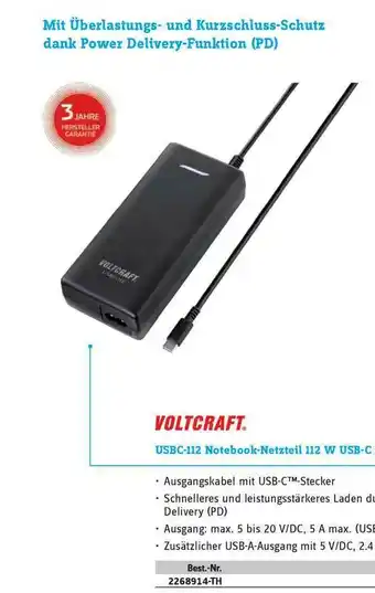 Conrad Voltcraft Usbc-112 Notebook-netzteil 112 W Usb-c Angebot