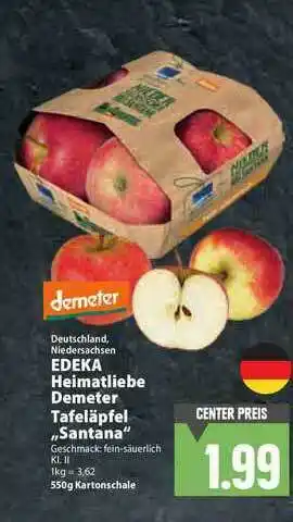 E-Center Deutschland Niedersachsen Edeka Hiematliebe Demeter Tafeläpfel „santana” Angebot