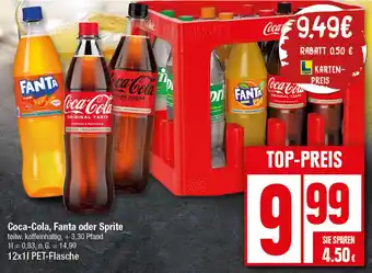 Elli Markt Coca-Cola, Fanta oder Sprite 12x1 L PET-Flasche Angebot