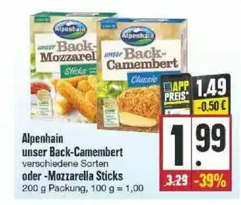 Edeka Alpenhain Unser Back-camembert Odet Mozzarella Sticks Angebot