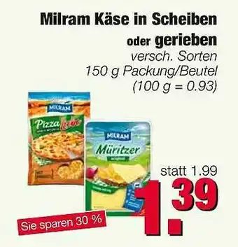 Edeka Scherer Milram Käse In Scheiben Oder Gerieben Angebot