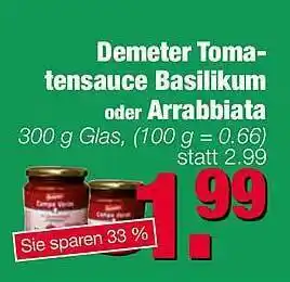 Edeka Scherer Demeter Tomatensauce Basilikum Oder Arrabbiata Angebot