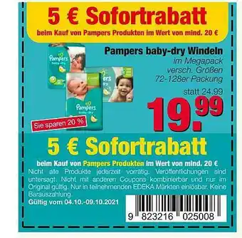 Edeka Scherer Pampers Baby-dry Windeln Angebot