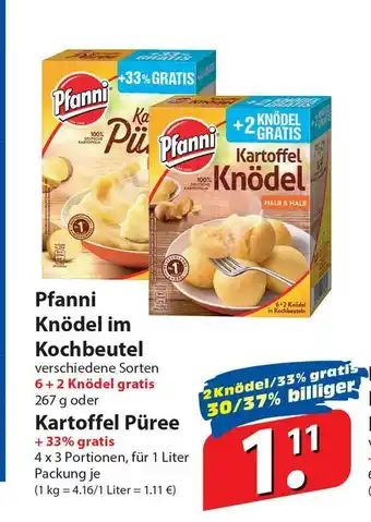 Famila Nord Ost Pfanni Knödel Im Kochbeutel Verschiedene Sorten 6 + 2 Knödel Gratis Oder Kartofffel Püree +33% Gratis Angebot