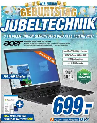 Expert Klein Acer Notebook Aspire 3 (a315-57g-59lg) Angebot