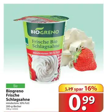 Famila Nord Ost Biogreno Frische Schlagsahne Angebot