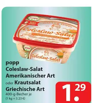 Famila Nord Ost Popp Coleslaw-salat Amerikanischer Art Oder Krautsalat Griechische Art Angebot