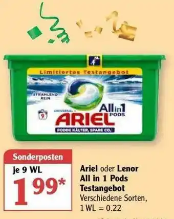 Globus Ariel Oder Lenor All In 1 Pods Testangebot Angebot