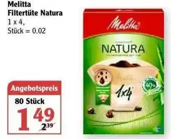 Globus Melitta Filtertüte Natura Angebot