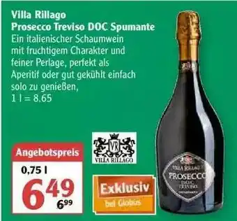 Globus Villa Rillago Prosecco Treviso Doc Spumante Angebot