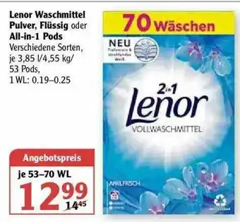 Globus Lenor Waschmittel Pulver Flüssig Oder All-in-1 Pods Angebot