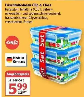 Globus Frischhaltedosen Clip&close Emsa Angebot