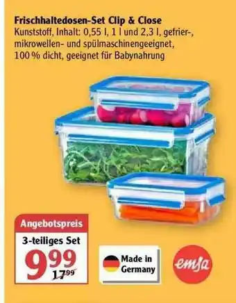 Globus Frischhaltedosen-set Clip&close Angebot