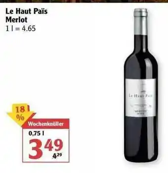 Globus Le Haut Païs Merlot Angebot