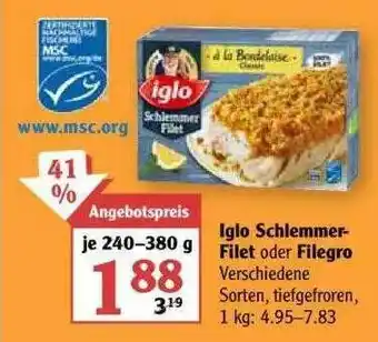 Globus Iglo Schlemmer-filet Oder Filegro Angebot