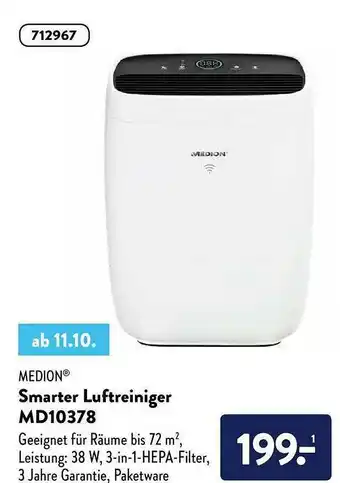 Aldi Nord Medion Smarter Luftreiniger Md10378 Angebot