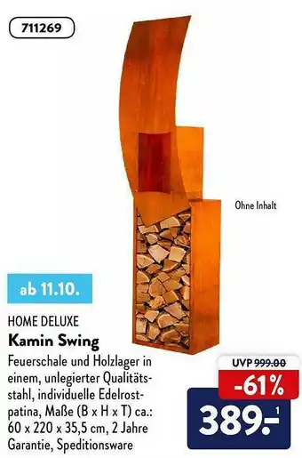 Aldi Nord Home Deluxe Kamin Swing Angebot