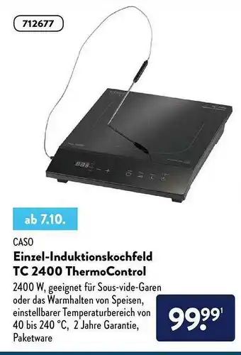 Aldi Nord Caso Einzel-induktionskochfeld Tc2400 Thermocontrol Angebot