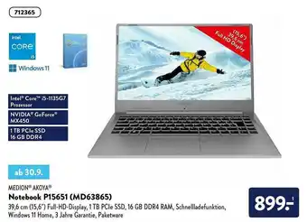 Aldi Nord Medion Akoya Notebook P15651 Angebot