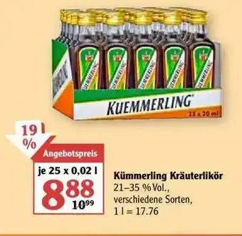 Globus Kümmerling Kräuterlikör Angebot