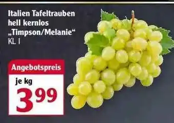 Globus Italien Tafeltrauben Hell Kernlos „timpson Oder Melanie” Angebot