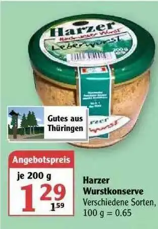 Globus Harzer Wurstkonserve Angebot