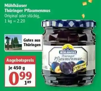 Globus Mühlhäuser Thüringer Pflaumenmus Angebot