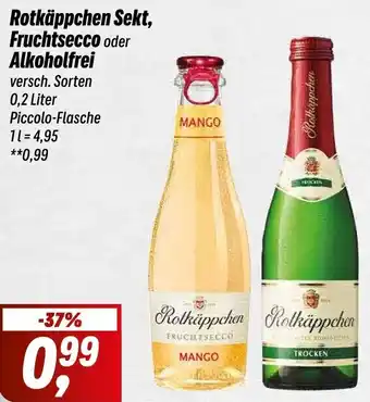 Simmel Rotkäppchen Sekt, Fruchtsecco oder Alkoholfrei 0,2 Liter Piccolo-Flasche Angebot