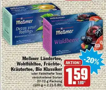 Hit Meßmer Ländertee, Wohlfühltee, Früchte-, Kräutertee, Bio Klassiker Angebot