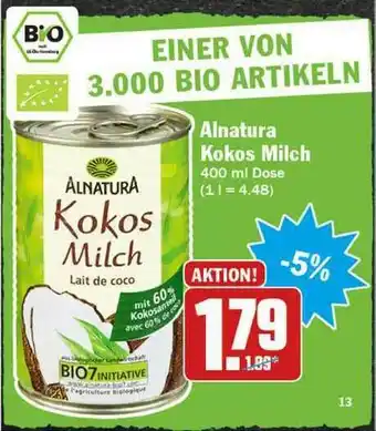 Hit Alnatura Kokos Milch Angebot