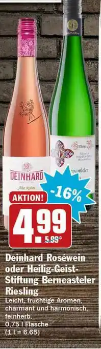 Hit Deinhard Roséwein Oder Heilig-geist-stiftung Berncasteler Riesling Angebot