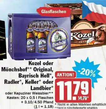 Hit Kozel Oder Mönchshof Original, Bayrisch Hell, Radler, Keller Oder Landbier Angebot