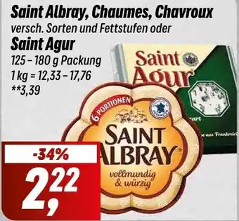 Simmel Saint Albray, Chaumes, Chavroux oder Saint Agur 125-180 g Packung Angebot