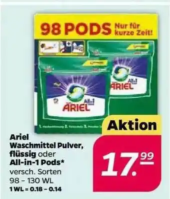 NETTO Ariel Waschmittel Pulver, Flüssig Oder All In 1 Pods Angebot