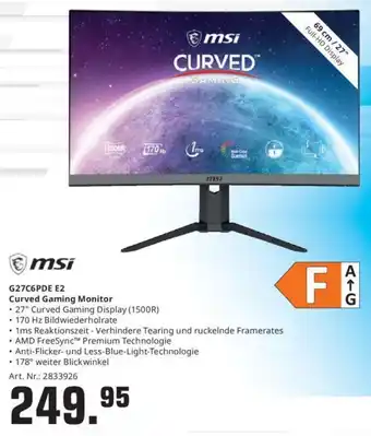 MediaMarkt MSI G27C6PDE E2 Curved Gaming Monitor Angebot