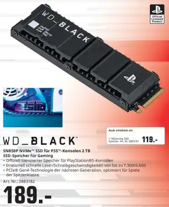 MediaMarkt WD_BLACK SN850P NVMe SSD für PS5-Konsolen 2 TB SSD-Speicher für Gaming Angebot