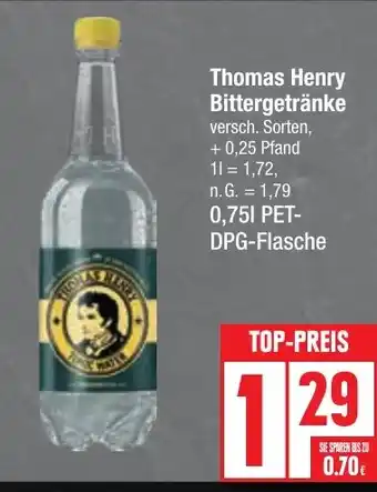 Edeka Thomas Henry Bittergetränke 0,75 l PET DPG Flasche Angebot