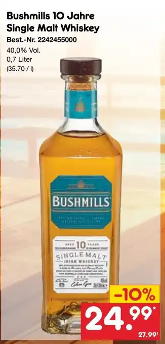 Netto Marken-Discount Bushmills 10 Jahre Single Malt Whiskey 0,7 Liter Angebot