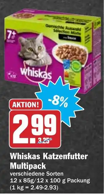 Hit Whiskas Katzenfutter Multipack 12x85g/12x100g Angebot