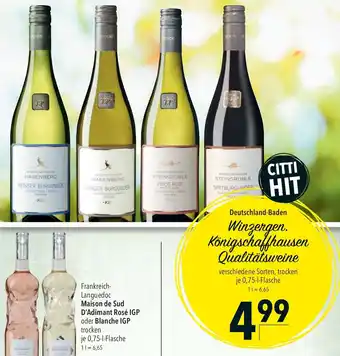 CITTI Markt Winzergen Königschaffhausen Qualitätsweine 0,75L Angebot