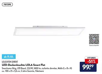 Aldi Süd Leuchten Direkt LED Deckenleuchte Lola Smart Flat Angebot